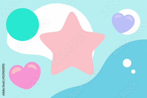 Pastel Dreams Star, Hearts, and Abstract Shapes Background