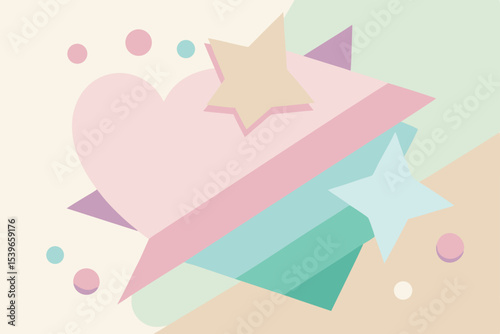 Pastel Hearts and Stars A Delicate Abstract Design