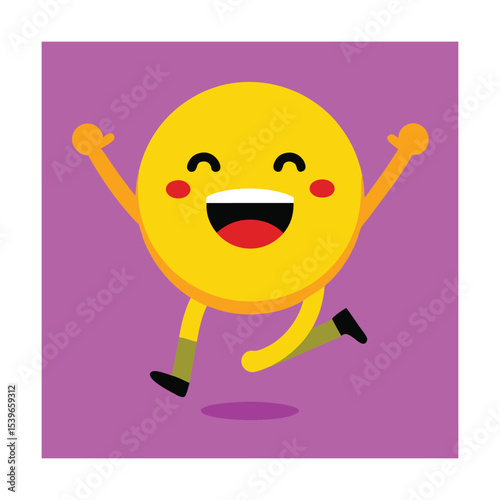 Excited Emoticon Jumping in the Air