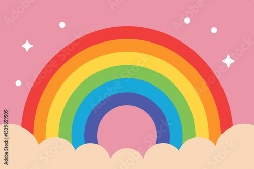 Vibrant Rainbow Arcing Over Fluffy Clouds A Dreamy Illustration