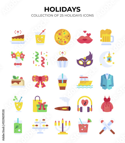 Holidays. Collection of 25 Festive Icons