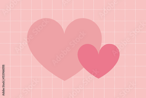 Sweet Love Two Intertwined Hearts, Pink Pastel Illustration