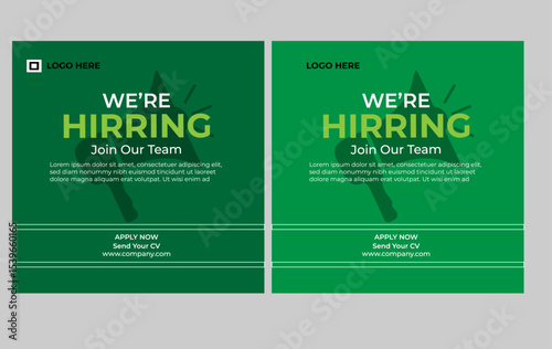 We are hiring job vacancy social media post or Social Media Square Banner design template, We are hiring job vacancy square web banner design vector .