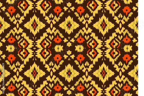 Seamless Colorful Ikat Pattern – Traditional Ethnic Textile for Fabric, Print, or Wallpaper