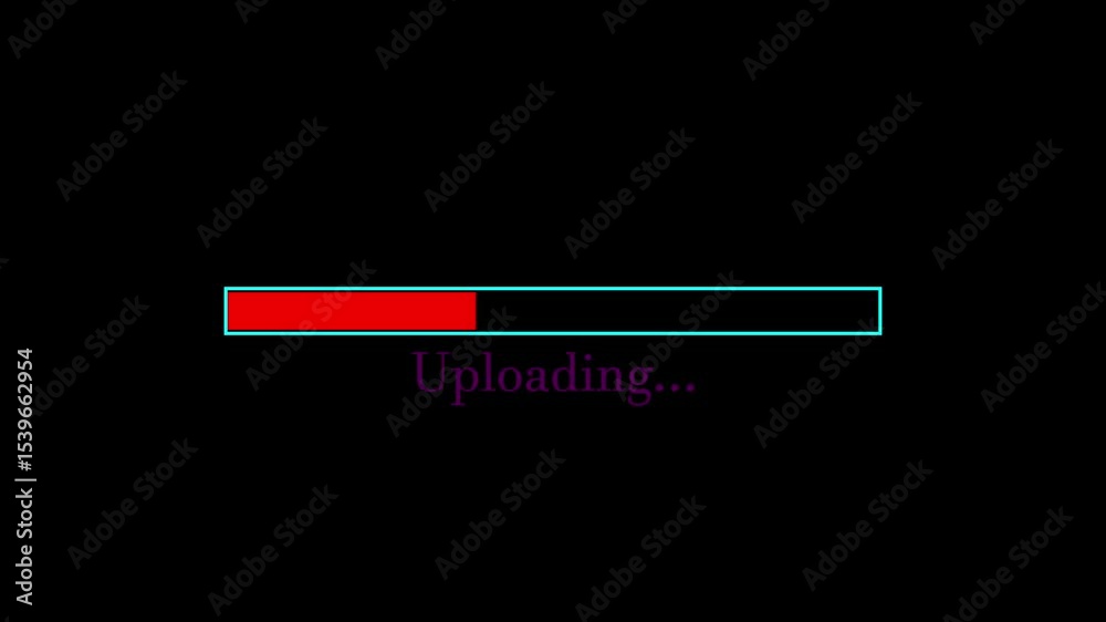 loading bar icon animation red color uploading and downloading updating sign symbol on black background