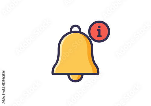A gold bell icon is shown with a notification symbol on the side