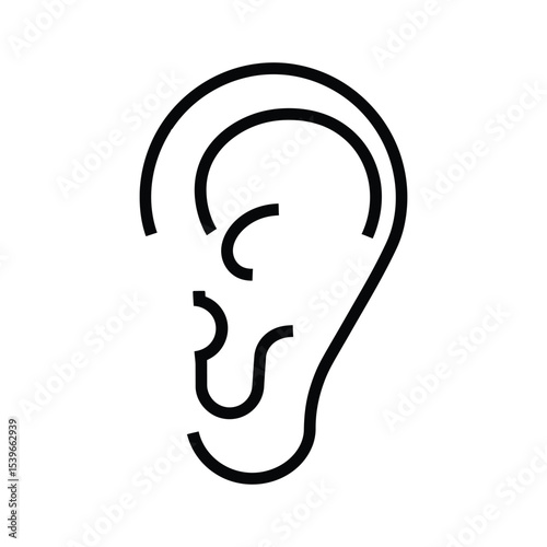 Ear icon vector. A thin line sign. Isolated contour symbol illustration