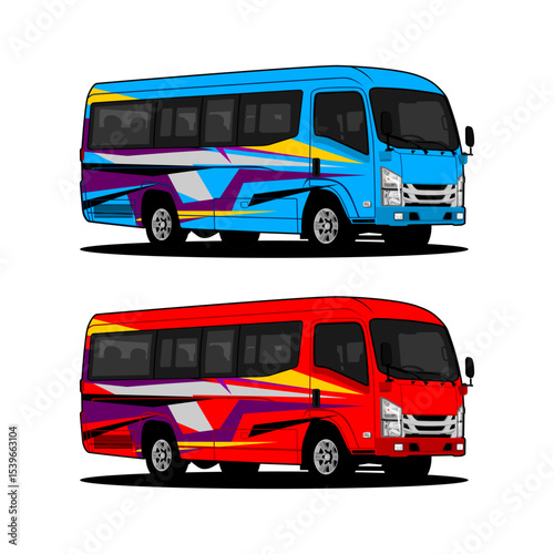 modern minibus van car illustration