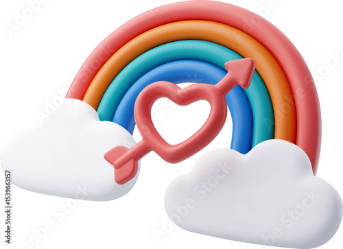 3d Vector Colorful Lgbt rainbow with clouds, LGBT Pride month or pride day concept.