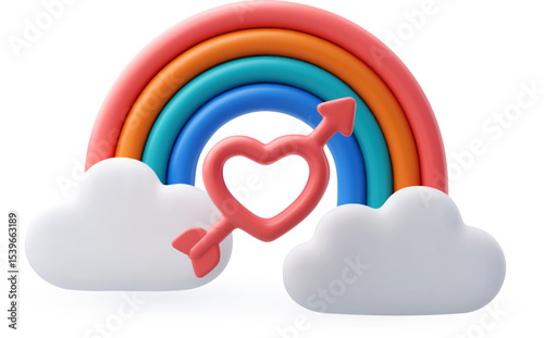 3d Vector Colorful Lgbt rainbow with clouds, LGBT Pride month or pride day concept.
