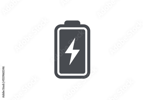 A grey battery icon is outlined in white and contains a white lightning bolt inside