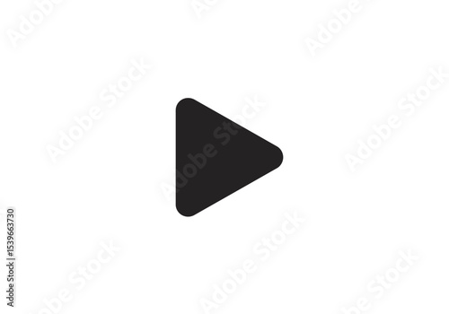 A roundededge black rightpointing triangle fills the frame against a stark white background