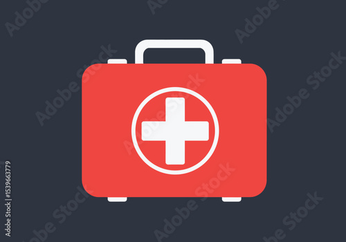 A simple firstaid kit red box with a white cross