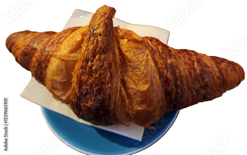 Dark brown croissant isolated on white background 
