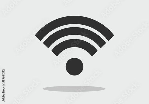 A WiFi signal icon showing full signal strength featuring three curved lines above a circle