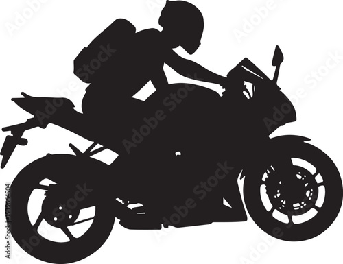 Male riding vintage motorcycle silhouettes