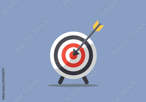 An arrow is hitting the center of a bullseye target