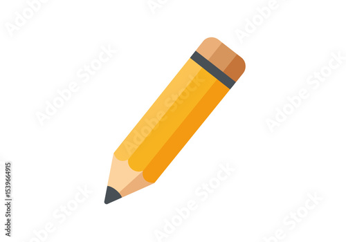 Angled yellow pencil with eraser viewed at an upward angle
