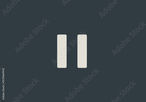 Beige pause symbol Two vertical bars rounded corners against a dark gray background Minimalist design
