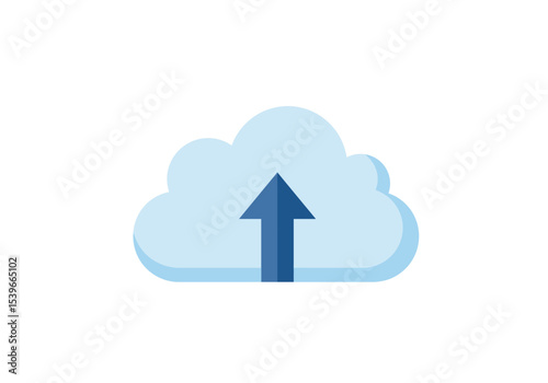 Blue cloud with an upwards arrow