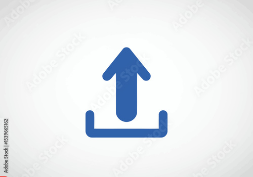 Blue upload icon with arrow pointing up from a stylized tray shape
