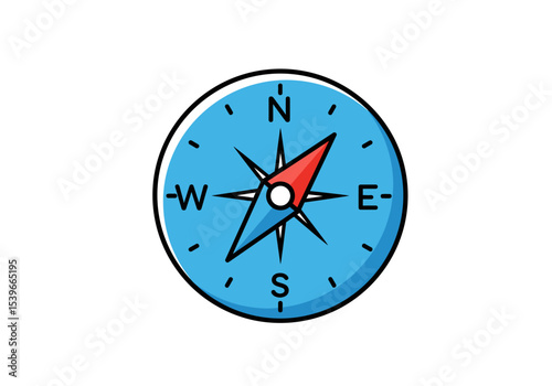 Compass showing directions N E S and W needle pointing North