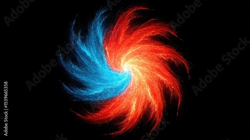 Colors Night Revolution concept. Swirling abstract pattern in vibrant colors on a dark background.