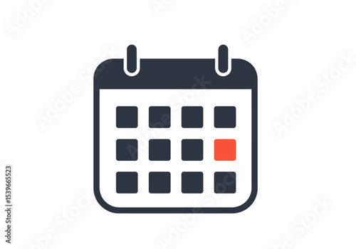 Icon of a calendar The date square is red