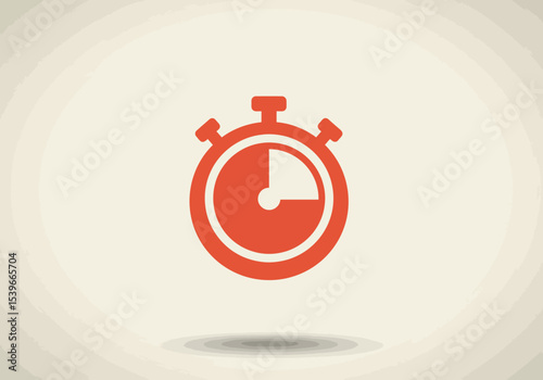 Orange stopwatch icon with white background  subtle shadow