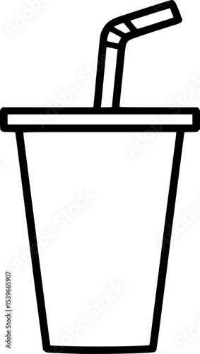 Drink Cup with Straw – Black Vector Icon Design