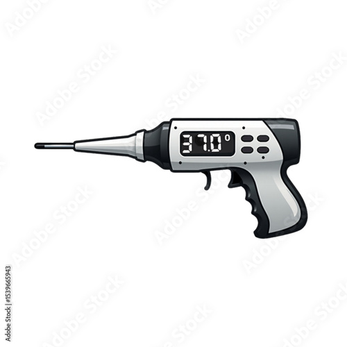 Stylized digital thermometer displaying temperature reading for medical and personal use

