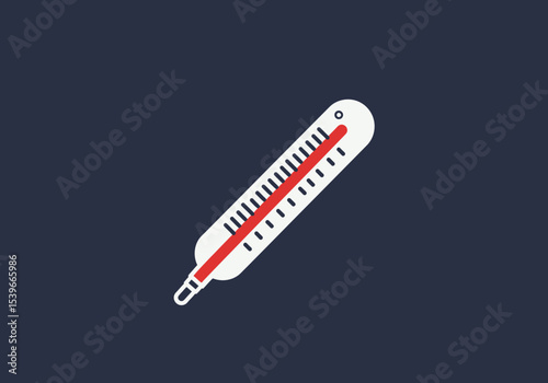 Thermometer with a red indicator set on a dark blue background