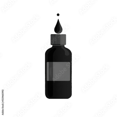 Black bottle with dropper and liquid 