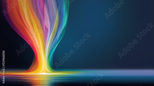 Colors Night Revolution concept. Colorful abstract design with flowing lines and reflections on water.
