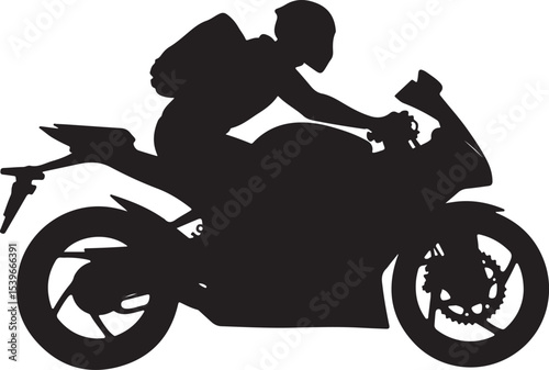 Male riding vintage motorcycle silhouettes