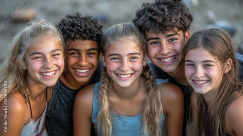 Close-up of a group of happy teenagers