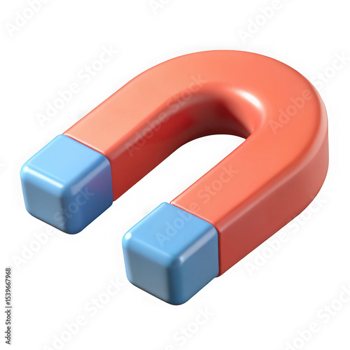 3d render of a realistic horseshoe magnet isolated on transparent background
