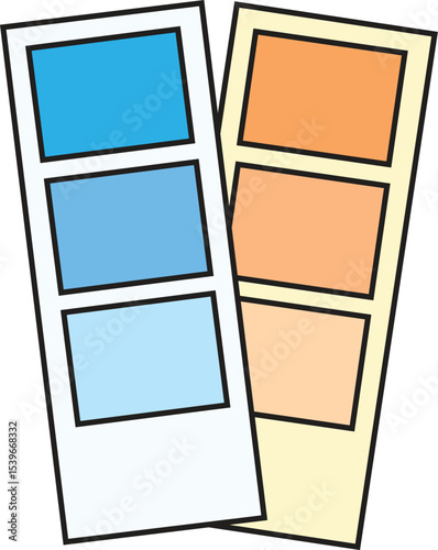 Flat Vector Illustration of Color Swatch Palette Samples in Blue and Orange Tones for Graphic Design, Printing, and Branding Projects Photobox