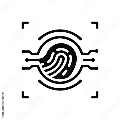 Black solid  icon for finger recognition