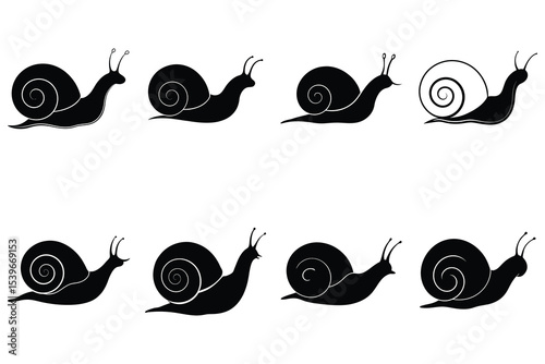 Snail Shell Icons  A Collection of Elegant Black and White Snail Illustrations