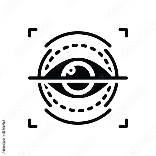 Black solid  icon for iris recognition