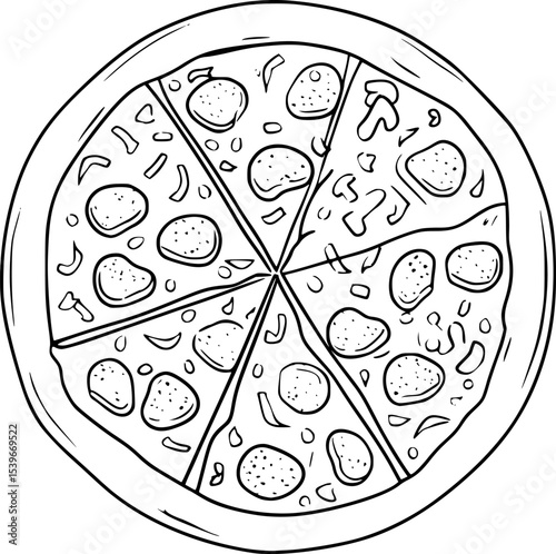 Pizza – Black Lineart Vector Slice Food Icon