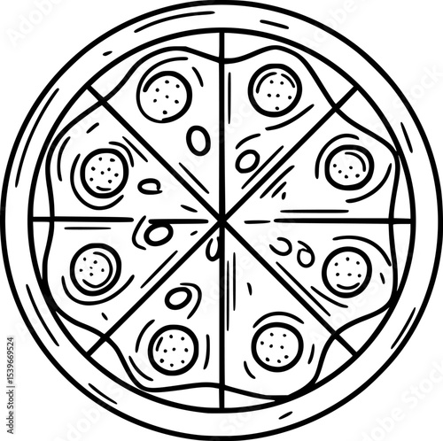 Pizza – Black Lineart Vector Slice Food Icon