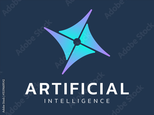 Artificial intelligence with twisted infinity movement triangle technology Analysis logo vector design concept. AI technology logotype symbol for advance technology, tech company, identity, ui, web. 