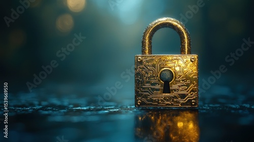 Gold padlock with circuit design