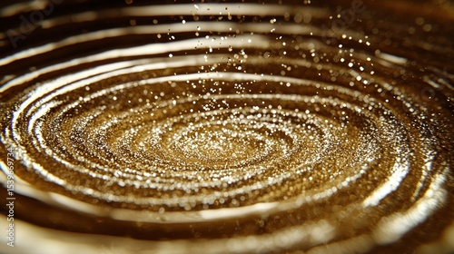 Gold particles swirling in a liquid vortex