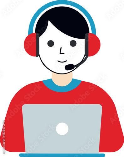 Illustration Of Remote Customer Service Agent Working