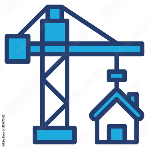  Tower Crane blue color icon