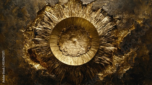 Gold, textural burst radiant central circular design