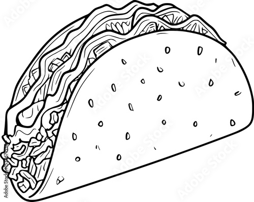 Taco – Black Lineart Vector Mexican Food Logo
